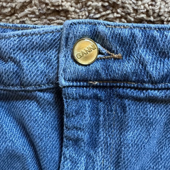 GANNI Organic Cotton Denim Skirt Size 42 Raw Hem Sustainable Made in Turkey - Picture 2 of 9